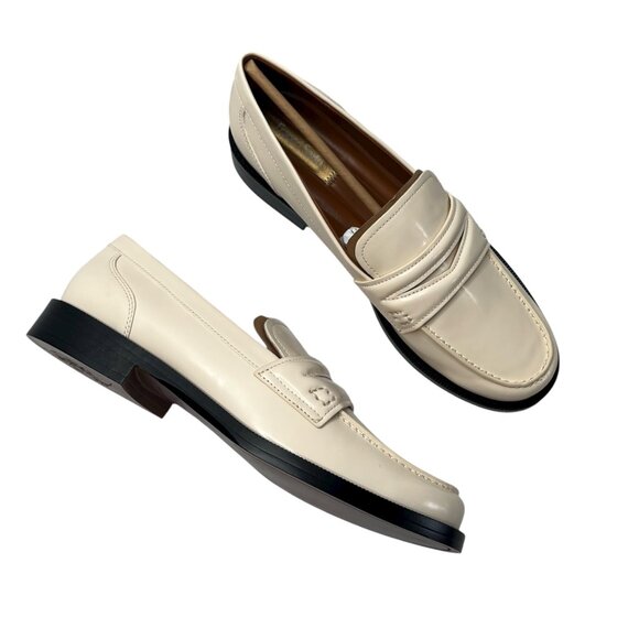 Franco Sarto Womens Lillian Ivory Faux Leather Penny Loafers Size 10 M - Picture 1 of 7
